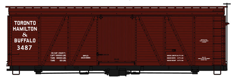 Folwer 36' Wood Boxcar - Kit -- Toronto, Hamilton & Buffalo 3487 (Boxcar Red)