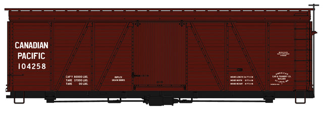 Folwer 36' Wood Boxcar - Kit -- Canadian Pacific 104258 (Boxcar Red)