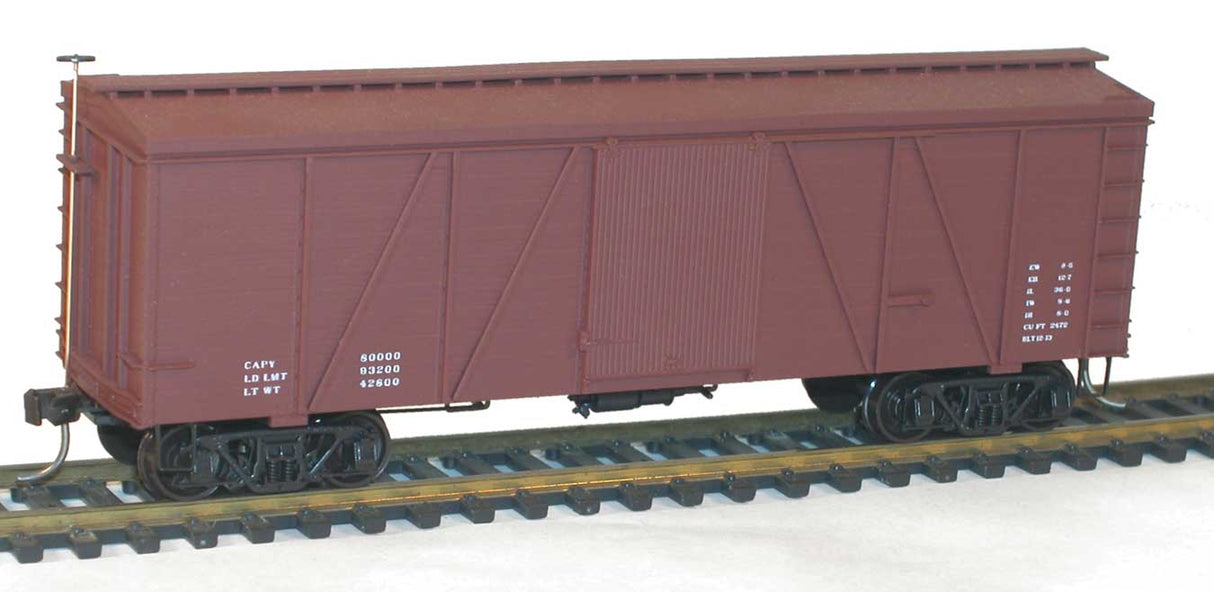Fowler 36' Wood Boxcar - Kit -- Data Only (mineral red)-1