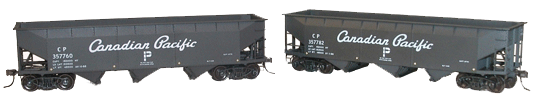 AAR 70-Ton Offset-Side 3-Bay Hopper 2-Pack - Kit -- Canadian Pacific #357782, 357760 (black, Script Lettering)