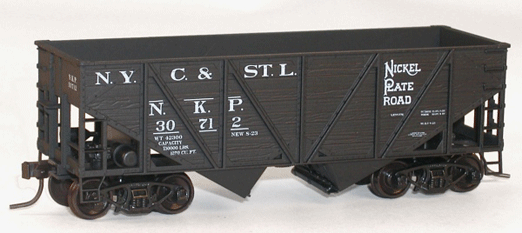 55-Ton Wood-Side 2-Bay Hopper 3-Pack - Kit -- Nickel Plate Road (black, white)