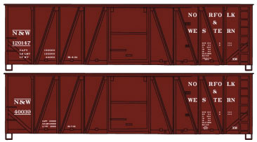40' Wood Boxcar Set - Kit -- Norfolk & Western #120147, 40039 (Boxcar Red)