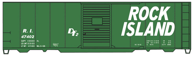 AAR 40' Single-Door Steel Boxcar - Kit -- Rock Island 47402 (green, Billboard Lettering)