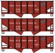 USRA 55-Ton 2-Bay Coal Hopper 3-Pack - Kit -- Chicago & North Western #61053, 61069, 61075 (Boxcar Red, black)