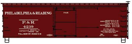 36' Double-Sheathed Wood Boxcar w/Steel Roof, Ends, Fishbelly Frame - Kit -- Philadelphia & Reading #4239 (Boxcar Red)-4
