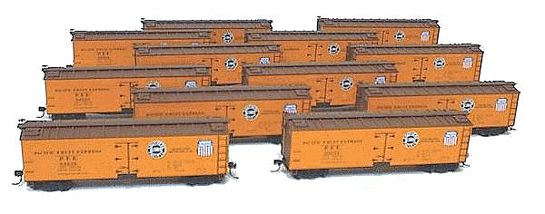 40' Wood Reefer - 12 Number Set -- Pacific Fruit Express w/UP & SP Heralds (orange, Tuscan Red)