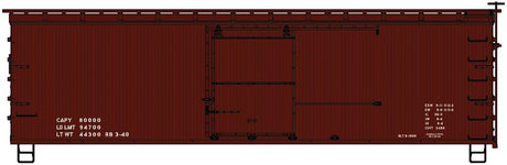 36' Double-Sheathed Wood Boxcar, Steel Roof, Ends, Straight Underframe - Kit -- 1940s-Style Data Only (Boxcar Red)