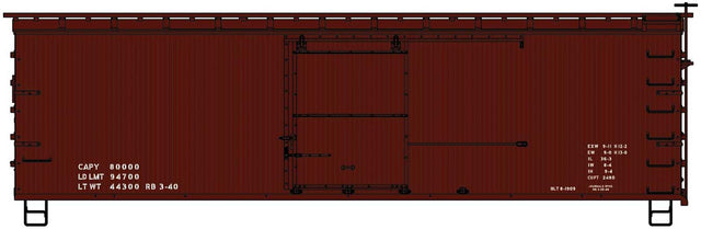 36' Double-Sheathed Wood Boxcar, Steel Roof, Ends, Straight Underframe - Kit -- 1940s-Style Data Only (Boxcar Red)