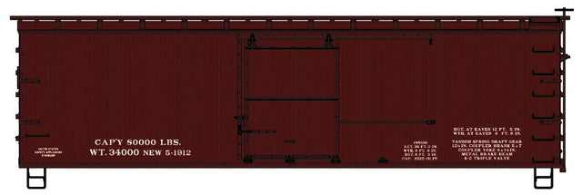 36' Double-Sheathed Wood Boxcar w/Steel Roof, Ends, Straight Underframe -- Data Only (Mineral Red)