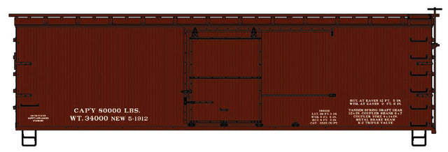36' Double-Sheathed Wood Boxcar w/Steel Roof, Ends, Straight Underframe -- Data only (Oxide)