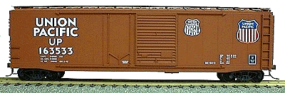 50' Combo Door Riveted Steel Boxcar -- UP w/Tri Color Shield & Old Overland Logos