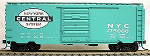 40' Steel PS-1 Boxcar -- NYC (Jade Green, large black, white & red "cigar band" herald)