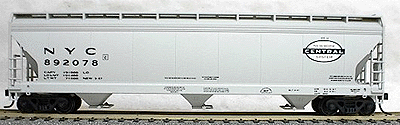 3-Bay Covered Hopper -- NYC (light gray, large red, white & black cigar band herald)