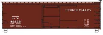 36' Double-Sheathed Wood Boxcar, Steel Roof, Wood Ends, Fishbelly - Kit -- Lehigh Valley 86439 (Boxcar Red)