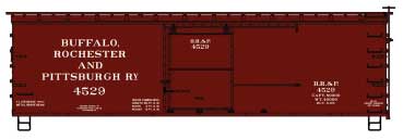 36' Double-Sheathed Wood Boxcar, Steel Roof, Wood Ends, Fishbelly - Kit -- Buffalo, Rochester & Pittsburgh 4529 (Boxcar Red)-2