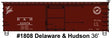 36' Double-Sheathed Wood Boxcar Steel Roof, Wood Ends, Straight Underframe -- Delaware & Hudson 22978 (Boxcar Red)