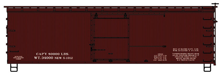 36' Double-Sheathed Wood Boxcar w/Steel Roof, Wood Ends -- Data Only (Mineral Red)