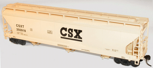 ACF 47' 3-Bay Center Flow Covered Hopper - Kit (Plastic) -- CSX #255918 (tan, Large Centered CSX)