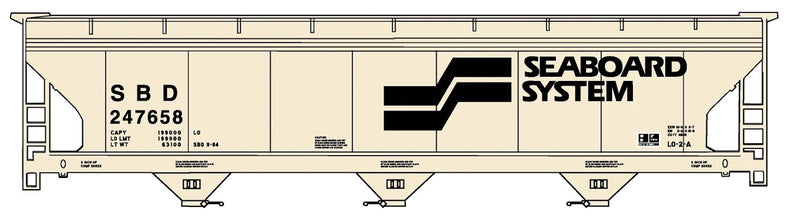 ACF 47' 3-Bay Center-Flow Covered Hopper - Kit -- Seaboard System #247658 (tan, black; Large Logo)