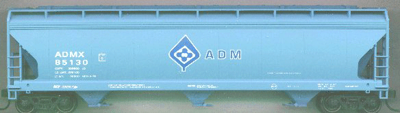 47' ACF 3-Bay Center Flow Covered Hopper - Kit (Plastic) -- ADM Blue