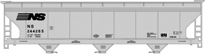 ACF 47' 3-Bay Center-Flow Covered Hopper - Kit -- Norfolk Southern #244265 (gray, black)