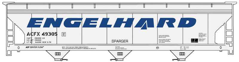 ACF 47' 3-Bay Center-Flow Covered Hopper - Kit -- Engelhard Chemicals ACFX #49305 (white, blue, black)
