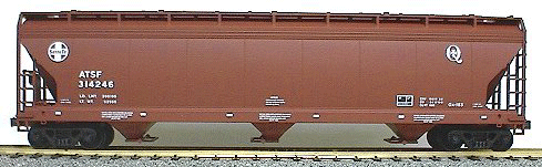 47' ACF 3-Bay Center Flow Covered Hopper - Kit (Plastic) -- Santa Fe (Mineral Red w/"Q" Quality Logo)