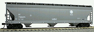 47' ACF 3-Bay Center Flow Covered Hopper - Kit (Plastic) -- Illinois Central - Modern (dark gray)