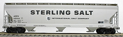 47' ACF 3-Bay Center Flow Covered Hopper -- Sterling Salt (light gray)