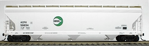 47' ACF 3-Bay Center Flow Covered Hopper - Kit (Plastic) -- Cargill (white)