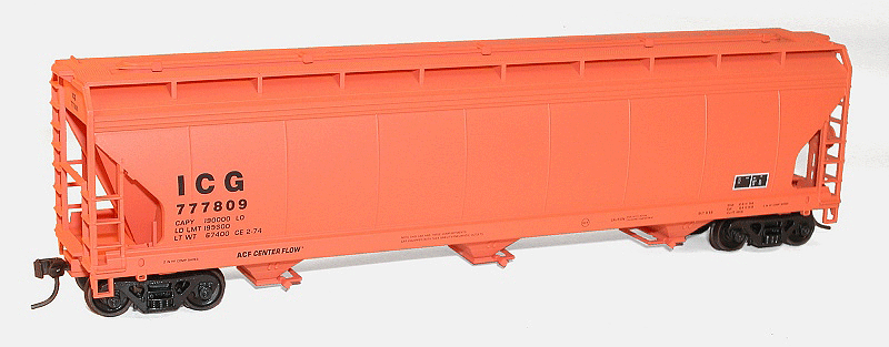 ACF 47' 3-Bay Center-Flow Covered Hopper - Kit -- Illinois Central Gulf #777809 (orange, black)