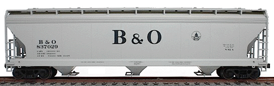 47' ACF 3-Bay Center Flow Covered Hopper - Kit (Plastic) -- Baltimore & Ohio (gray w/black graphics)