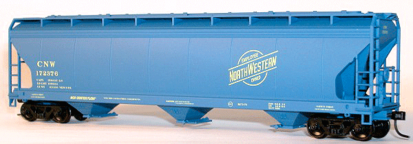 47' ACF 3-Bay Center Flow Covered Hopper - Kit (Plastic) -- Chicago & North Western (blue)