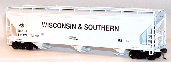 47' ACF 3-Bay Center Flow Covered Hopper - Kit (Plastic) -- Wisconsin & Southern #501122 (gray, Billboard Lettering)