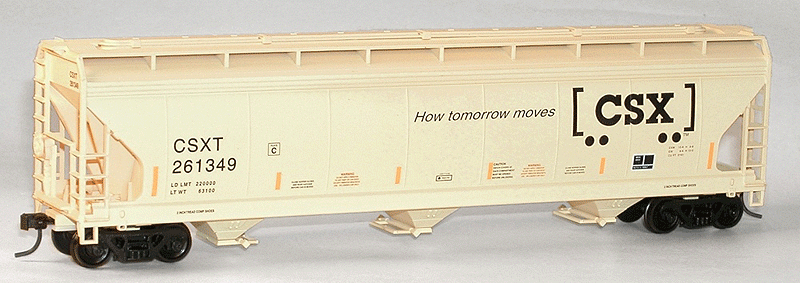 ACF 47' 3-Bay Center-Flow Covered Hopper - Kit -- CSX (beige, black, How Tomorrow Moves Slogan & Boxcar Logo)