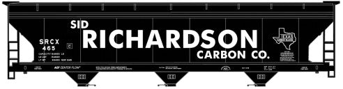 ACF 47' 3-Bay Center-Flow Covered Hopper - Kit -- Sid Richardson Carbon Co. #465 (black, white, Billboard Lettering)