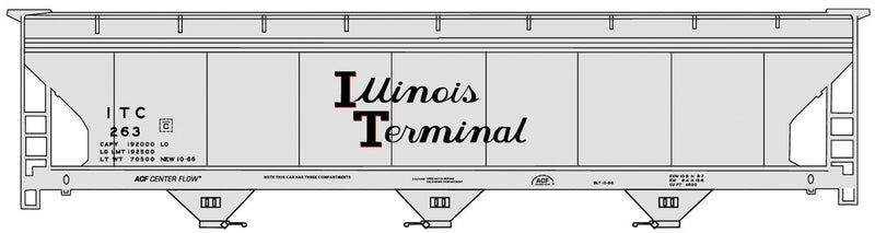 ACF 47' 3-Bay Center-Flow Covered Hopper - Kit -- Illinois Terminal #263 (gray, black, Script Lettering)
