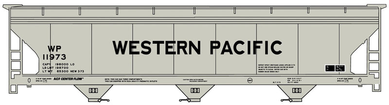 ACF 47' 3-Bay Center-Flow Covered Hopper - Kit -- Western Pacific 11973 (gray)