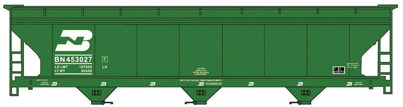 ACF 47' 3-Bay Center-Flow Covered Hopper - Kit -- Burlington Northern #453027 (Cascade Green, white)