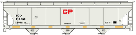 ACF 47' 3-Bay Center-Flow Covered Hopper - Kit -- Canadian Pacific SOO #116956 (gray, red CP, yellow conspicuity marks)