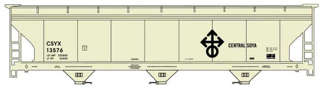 ACF 47' 3-Bay Center-Flow Covered Hopper - Kit -- Central Soya CSYX #13576 (ivory, black)