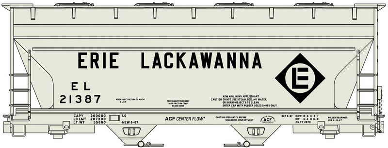 ACF 2-Bay Covered Hopper - Kit -- Erie-Lackawanna #21387 (gray, black; Diamond Logo)