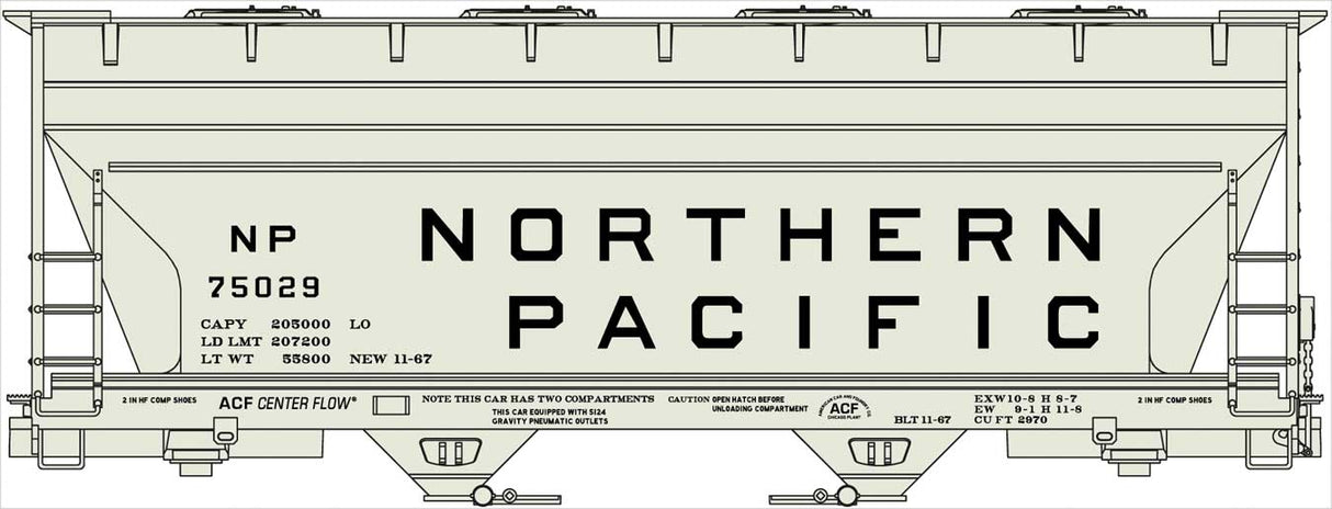 ACF 2-Bay Covered Hopper - Kit -- Northern Pacific #75029 (gray, Billboard Lettering)