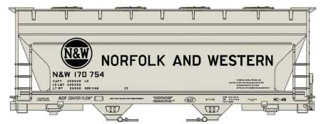 ACF 2-Bay Covered Hopper - Kit -- Norfolk & Western #170754 (gray, black; Hamburger Logo)