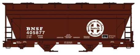 ACF 2-Bay Covered Hopper - Kit -- Burlington Northern Santa Fe #405877 (Boxcar Red, white; Circle/Cross Logo)