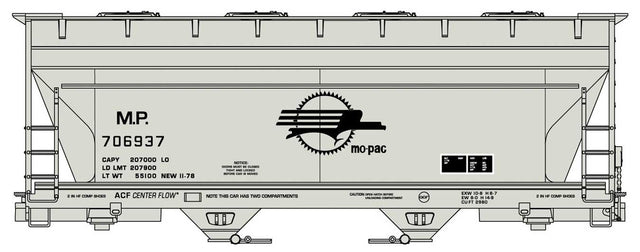 ACF 2-Bay Covered Hopper - Kit -- Missouri Pacific #706937 (gray, black; Screaming Eagle Logo)