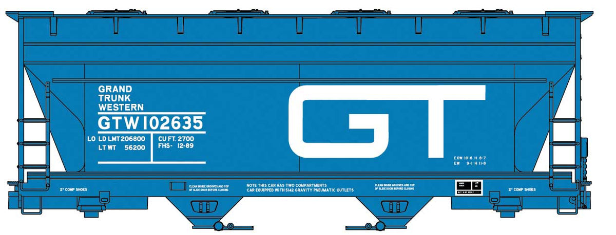 ACF 2-Bay Covered Hopper - Kit -- Grand Trunk Western #102635 (blue, white)