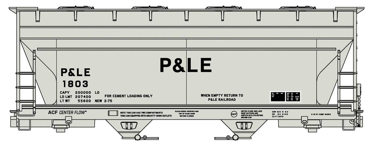 ACF 2-Bay Covered Hopper - Kit -- Pittsburgh & Lake Erie #1803 (gray, black)