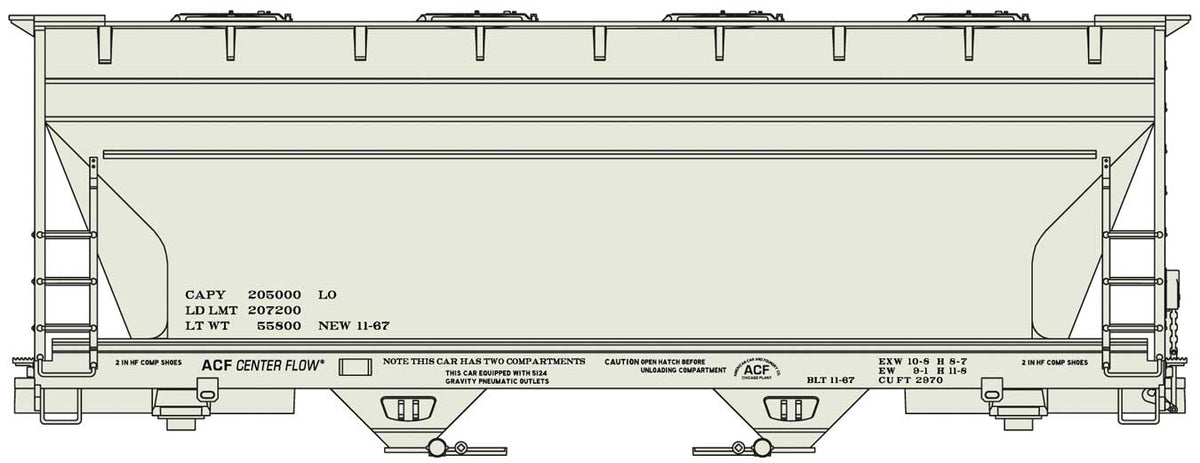 ACF 2-Bay Covered Hopper - Kit -- Data Only (gray, black)