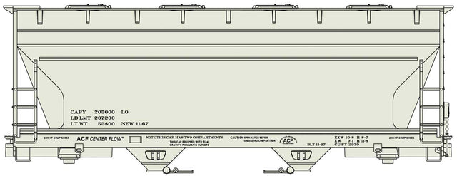 ACF 2-Bay Covered Hopper - Kit -- Data Only (gray, black)